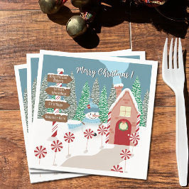 Festive North Pole-kerstpapieren servetten