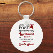 Festive North Pole-levering voegt naam toe Sleutelhanger (Voorkant)