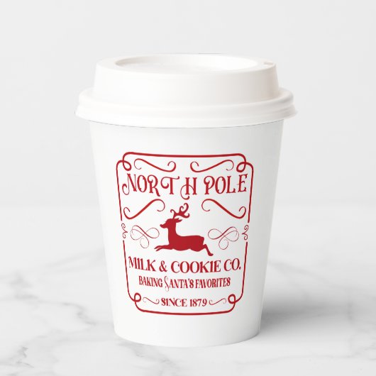 festive North Pole milk cookie Company reinder Papieren Bekers (Voorkant)