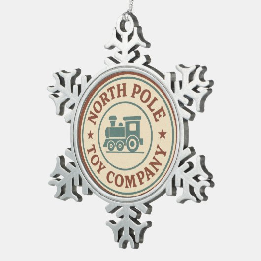 Festive North Pole toy company Tin Sneeuwvlok Ornament (Rechts)