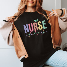 Festive Nurse Lights Christmas Cute T Shirt