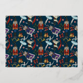 Festive Nutcracker Ballet Christmas Party Navy Folie Uitnodiging (Achterkant)