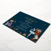 Festive Nutcracker Ballet Christmas Party Navy Folie Uitnodiging (Gedraaid)