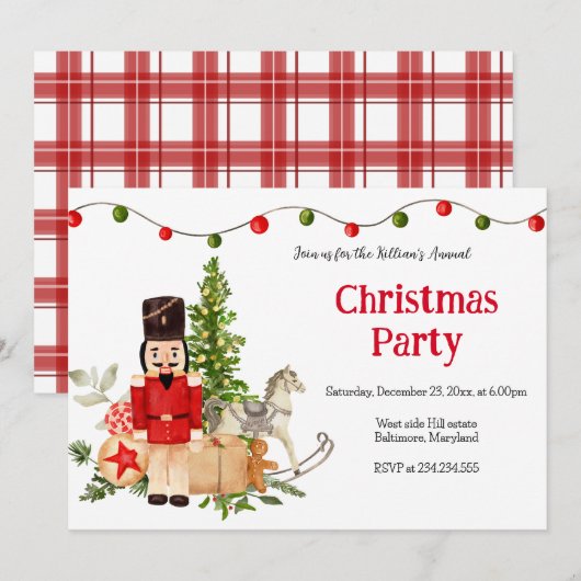 Festive Nutcracker Holiday Christmas Party Kaart (Voorkant / Achterkant)