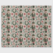 Festive Nutcracker in Pink & Green Cadeaupapier (Vlak)