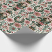 Festive Nutcracker in Pink & Green Cadeaupapier (Hoek)