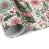 Festive Nutcracker in Pink & Green Cadeaupapier (Rol Hoek)