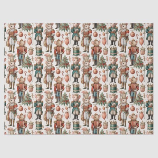 Festive Nutcracker Mice with Holiday Decor Tissuepapier (Voorkant)