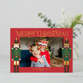 Festive Nutcrackers KerstLijst Foto Folie Hol Feestdagenkaart (Staand Voorkant)