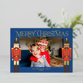 Festive Nutcrackers Lijst Foto Folie Feestdagenkaart (Staand Voorkant)