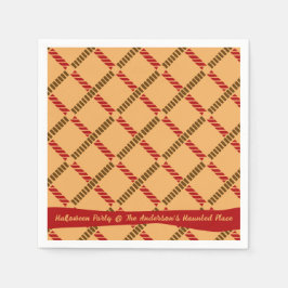 Festive Ochre Retro Rope Check Halloween Party Servet