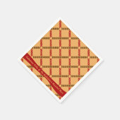 Festive Ochre Retro Rope Check Halloween Party Servet (Hoek)