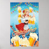 Festive Oktoberfest in rood met bier Poster (Voorkant)