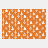 Festive Orange and White Christmas Tree Pattern Inpakpapier Vel (Voorkant)