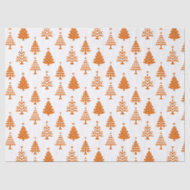 Festive Orange and White Christmas Tree Pattern Tissuepapier