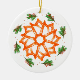 Festive Orange Floral Keramisch Ornament