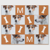 Festive Oranje Dog Botten Foto met kerstmis Cadeaupapier (Vlak)