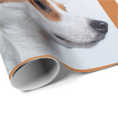Festive Oranje Dog Botten Foto met kerstmis Cadeaupapier (Rol Hoek)