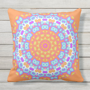 Festive Oranje roze Mandala Design 5 Buitenkussen