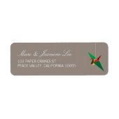 Festive Origami Paper Crane Holiday Return Address Etiket (Voorkant)