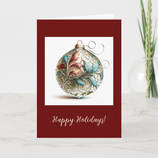 Festive Ornament Folded Holiday/Kerstkaart Bedankkaart (Voorkant)