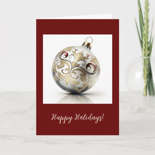 Festive Ornament Folded Holiday/Kerstkaart Bedankkaart (Voorkant)