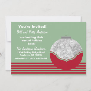 Festive Ornament Photo Invitation Kaart