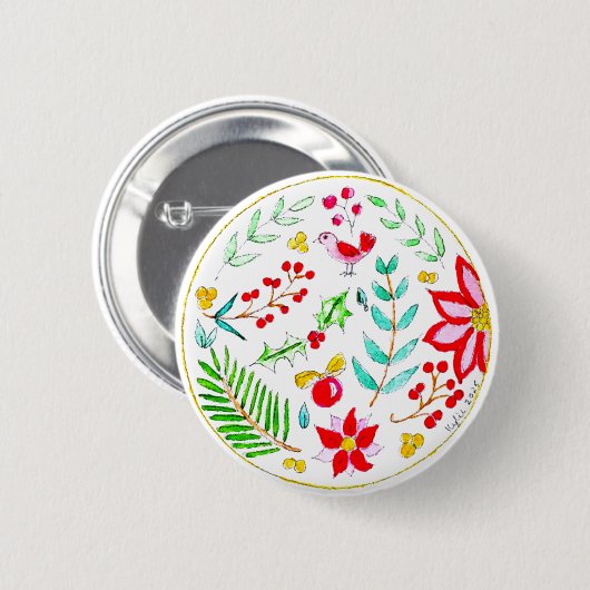 Festive Ornament Ronde Button 5,7 Cm (Voorkant /achterkant)