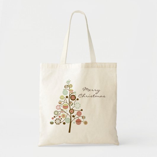 Festive Ornamenten Tree Merry Kerstmis Canvas tas (Voorkant)
