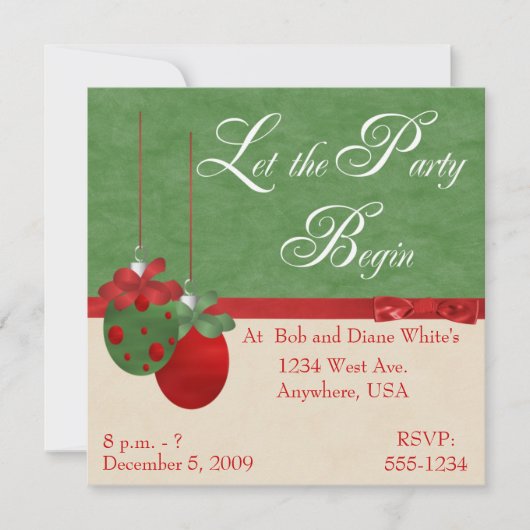 Festive Ornaments kerstparty Invitation Kaart (Voorkant)