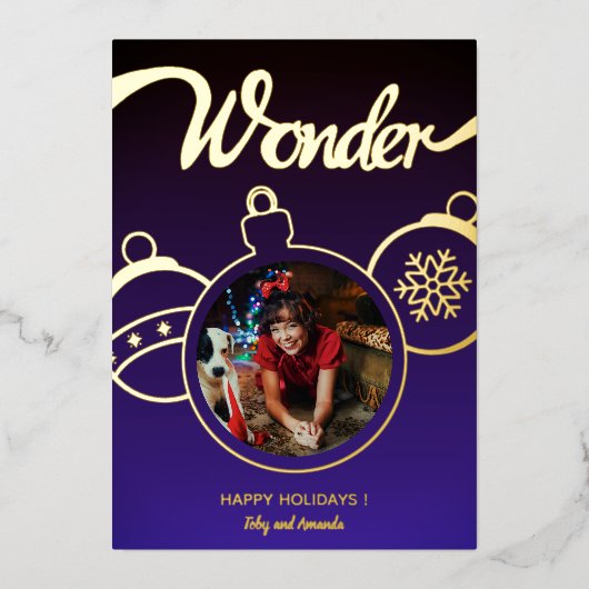 Festive Ornaments Photo Gold Folie Feestdagenkaart (Voorkant)