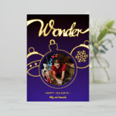 Festive Ornaments Photo Gold Folie Feestdagenkaart (Staand Voorkant)