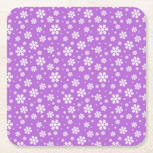 Festive Paars and White Winter Snowflakes Pattern Kartonnen Onderzetters (Voorkant)