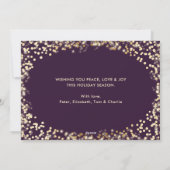 Festive Paars Twinkle Lights Stars Foto Feestdagenkaart (Achterkant)