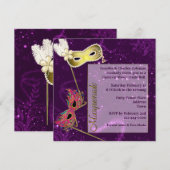 Festive Paarse Custom Masquerade Ball Invitation Kaart (Voorkant / Achterkant)