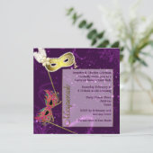 Festive Paarse Custom Masquerade Ball Invitation Kaart (Staand voorkant)