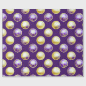 Festive Paarse- en gouden kerstversieringen Cadeaupapier (Vlak)