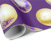 Festive Paarse- en gouden kerstversieringen Cadeaupapier (Rol Hoek)