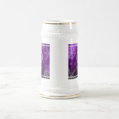 Festive Paarse Folie Snowflakes Monogram Naam Bierpul (Center)