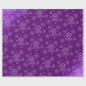 Festive Paarse Folie Snowflakes Monogram Naam Cadeaupapier (Vlak)