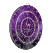 Festive Paarse Folie Snowflakes Monogram Naam Dartbord (Voorkant Links)