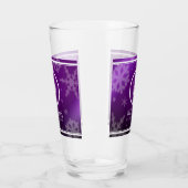 Festive Paarse Folie Snowflakes Monogram Naam Glas (Links)