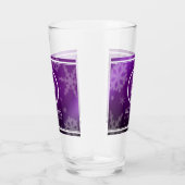Festive Paarse Folie Snowflakes Monogram Naam Glas (Rechts)