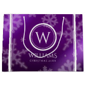 Festive Paarse Folie Snowflakes Monogram Naam Groot Cadeauzakje (Voorkant)