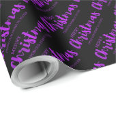 Festive Paarse Folie Vrolijk kerstfeest Cadeaupapier (Rol Hoek)