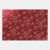 Festive Paarse Red Green Folie Snowflakes Inpakpapier Vel (Voorkant 3)