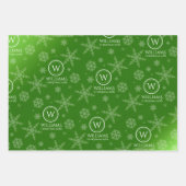 Festive Paarse Red Green Folie Snowflakes Inpakpapier Vel (Voorkant 2)