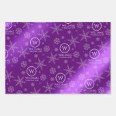 Festive Paarse Red Green Folie Snowflakes Inpakpapier Vel (Voorkant)