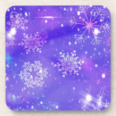 Festive Paarse Snowflake Stars kerstfeest Bier Onderzetter (Voorkant)