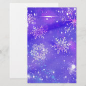 Festive Paarse Snowflake Stars kerstfeest Briefpapier (Voorkant / Achterkant)